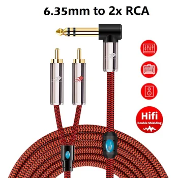 1/4 Инча TRS Стерео от 6,35 мм до 2 RCA Штекерный аудио кабел за Усилвател на AV Приемник Високоговорител за Домашно Кино, Hi-Fi Система Екраниран Кабел