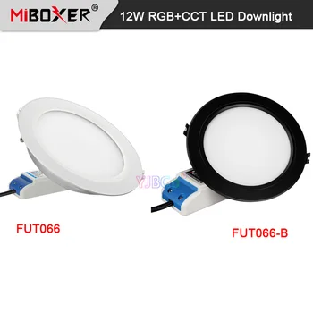12 W RGB + CCT Led лампа Бял/черен Miboxer С регулируема яркост 16 Милиона цвята на Тавана 110V 220V 2.4 G RF дистанционно управление / ПРИЛОЖЕНИЕ / Гласов контрол