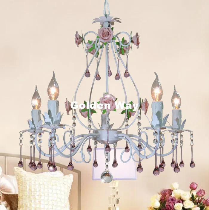 Безплатна доставка, полилей в розово стил, луксозна декоративна подвесная лампа, желязо кристален полилей в помещението, осветление трапезария Изображение 0