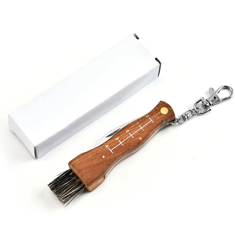 Многофункционален Сгъваем Нож-четка за външно мини-гъби ножа EDC с дървена дръжка от неръждаема стомана, Остър за къмпинг, лов, оцеляване Изображение 5