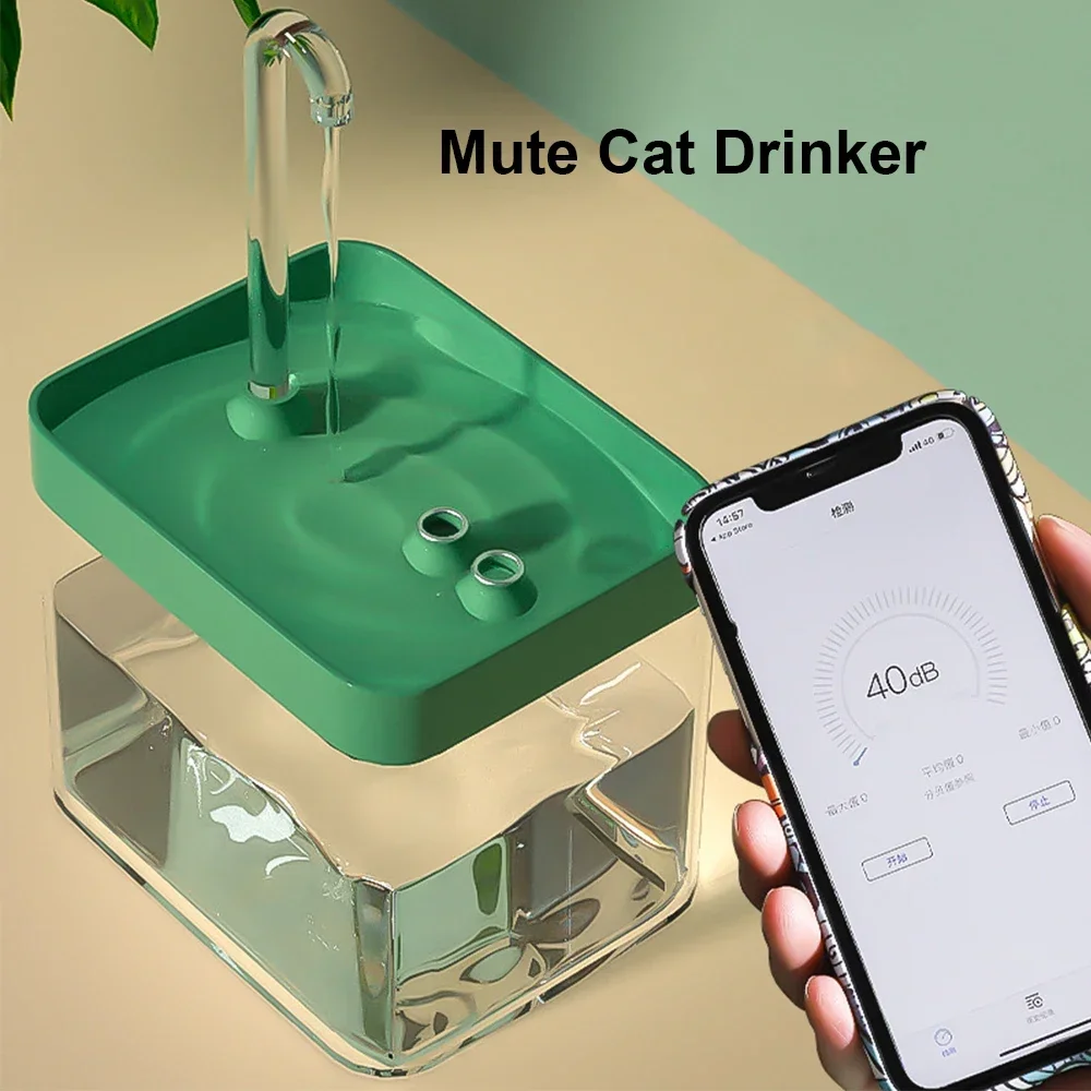 Прозрачен фонтан за котки, филтър вода, USB-рециркулятор за поилки котки, електрически Диспенсер с автоматично изключване на звука Изображение 2