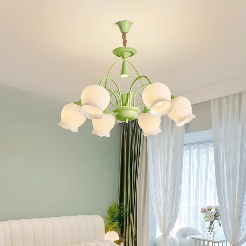 Ярко зелено Окачен тавана лампа LED Креативен дизайн Ароматерапевтической свещи Подвесная полилей за дома, спални Изображение 1