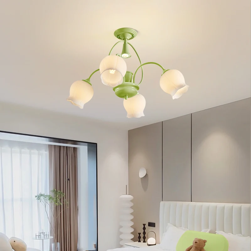 Ярко зелено Окачен тавана лампа LED Креативен дизайн Ароматерапевтической свещи Подвесная полилей за дома, спални Изображение 2