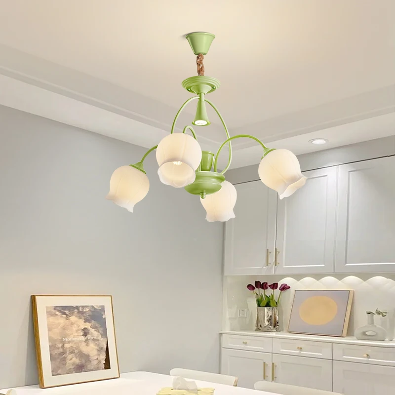 Ярко зелено Окачен тавана лампа LED Креативен дизайн Ароматерапевтической свещи Подвесная полилей за дома, спални Изображение 3
