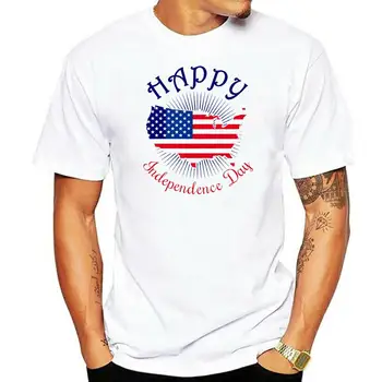 2019 Ден на независимостта, бели тениски с флага на САЩ, Мек мъжки топ с къс ръкав, тениска с добро качество, тениски, потници