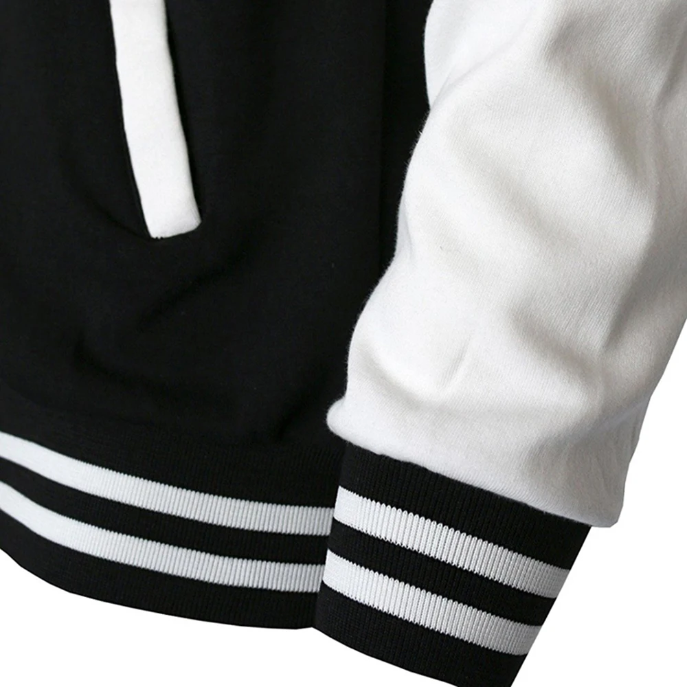 Черно-бяла однотонная яке, широки дрехи оверсайз, Ежедневни мъжки бейзболна дрехи, индивидуално улично палта и Топли якета флисовые Изображение 4