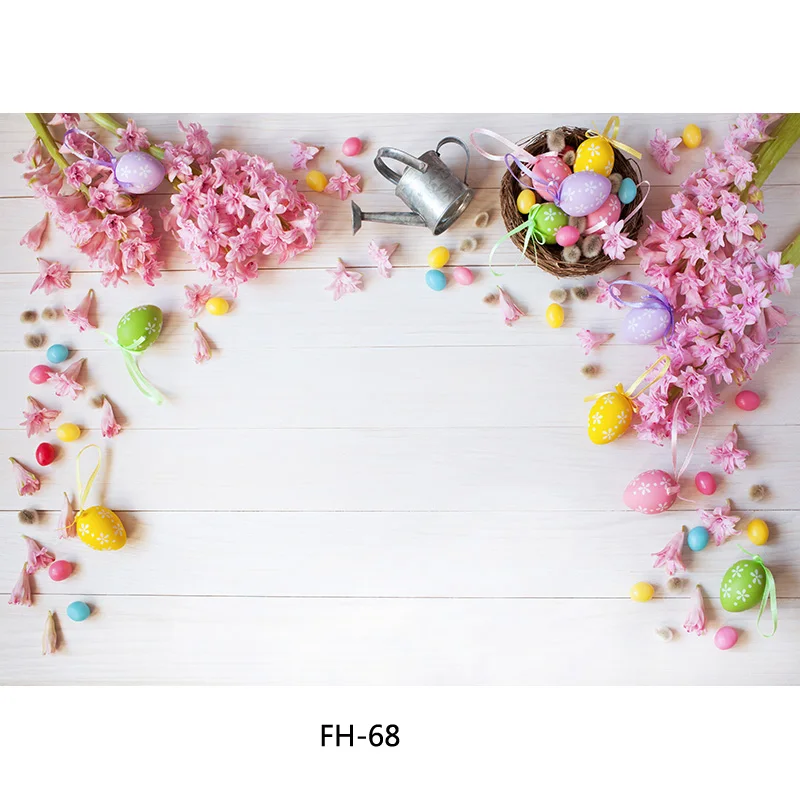 Фон за снимки на пролетта е Великден SHENGYONGBAO Цветя заек Яйца Дървена дъска Фон за снимки студиен подпори FH-1002 Изображение 0