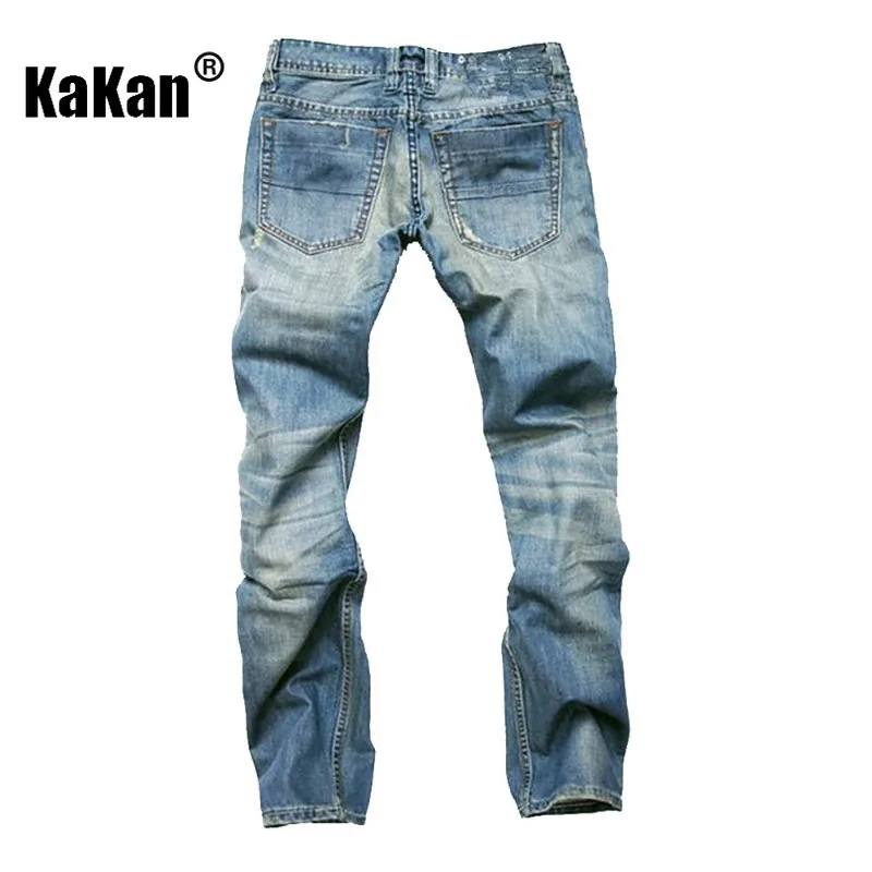 Kakan - европейски и американски нови дънки с прави штанинами с котешки брада и дупки, популярни дънкови панталони K13-8873 Изображение 1