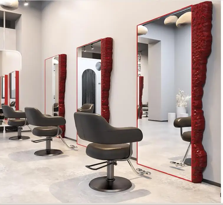 Престижен моден фризьорски салон с огледален маса, специализиран фризьорски салон с едно и двойно подово огледало, фризьорски салон INS net за прически червени коса Изображение 1