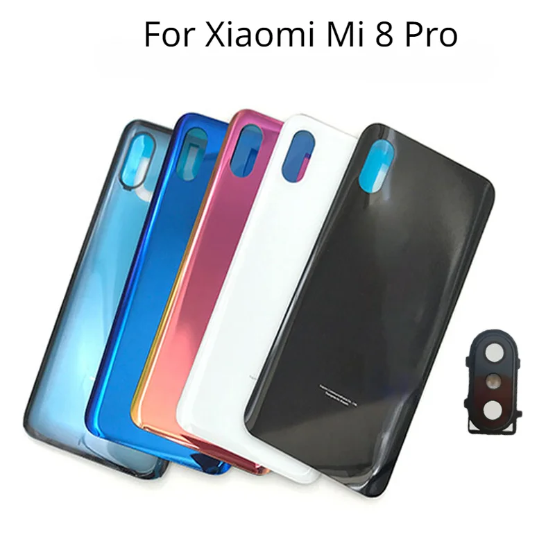 За Xiaomi Mi 8 Pro Капак на отделението за батерията Стъклена врата Корпус Задната капачка от обектива на камерата + с логото на Изображение 0