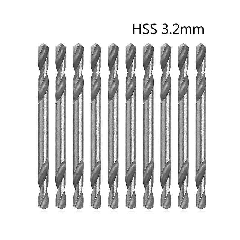 10шт Набор от инструменти за спирално пробиване 3,2 mm HSS с двоен край Изображение 2
