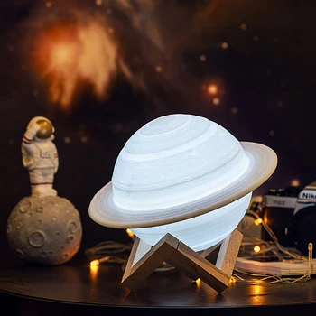 3D Печат Сатурн Лампа Декорация на Дома, Спалня Led нощна светлина С Дистанционно Управление За Детски ваучър за подарък нощни лампи