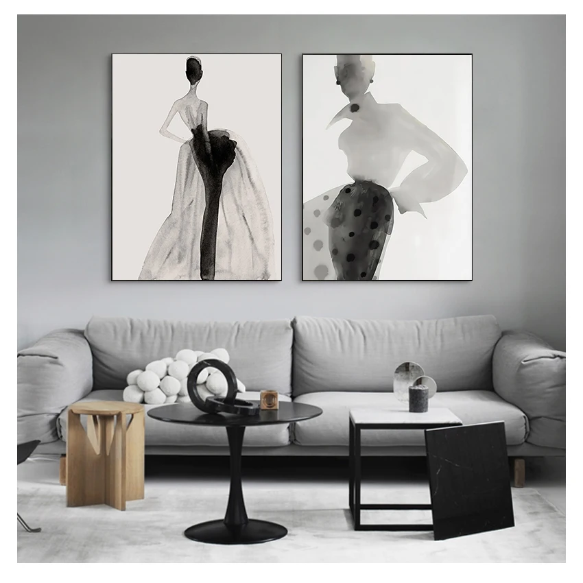 Художествен плакат на платно, модни открита живопис, стенни модел за хол, спални, коридор, домашен интериор, модерен момиче с грациозной стойка Изображение 0