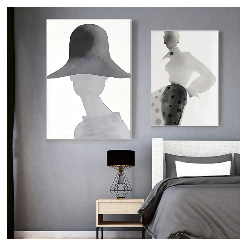 Художествен плакат на платно, модни открита живопис, стенни модел за хол, спални, коридор, домашен интериор, модерен момиче с грациозной стойка Изображение 2