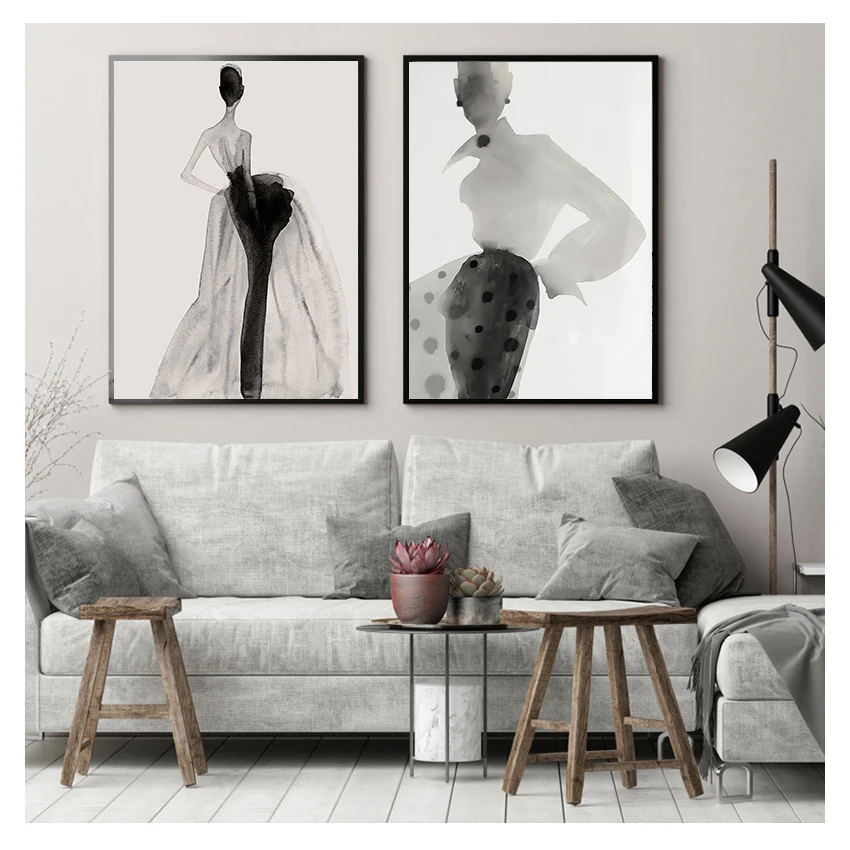 Художествен плакат на платно, модни открита живопис, стенни модел за хол, спални, коридор, домашен интериор, модерен момиче с грациозной стойка Изображение 4