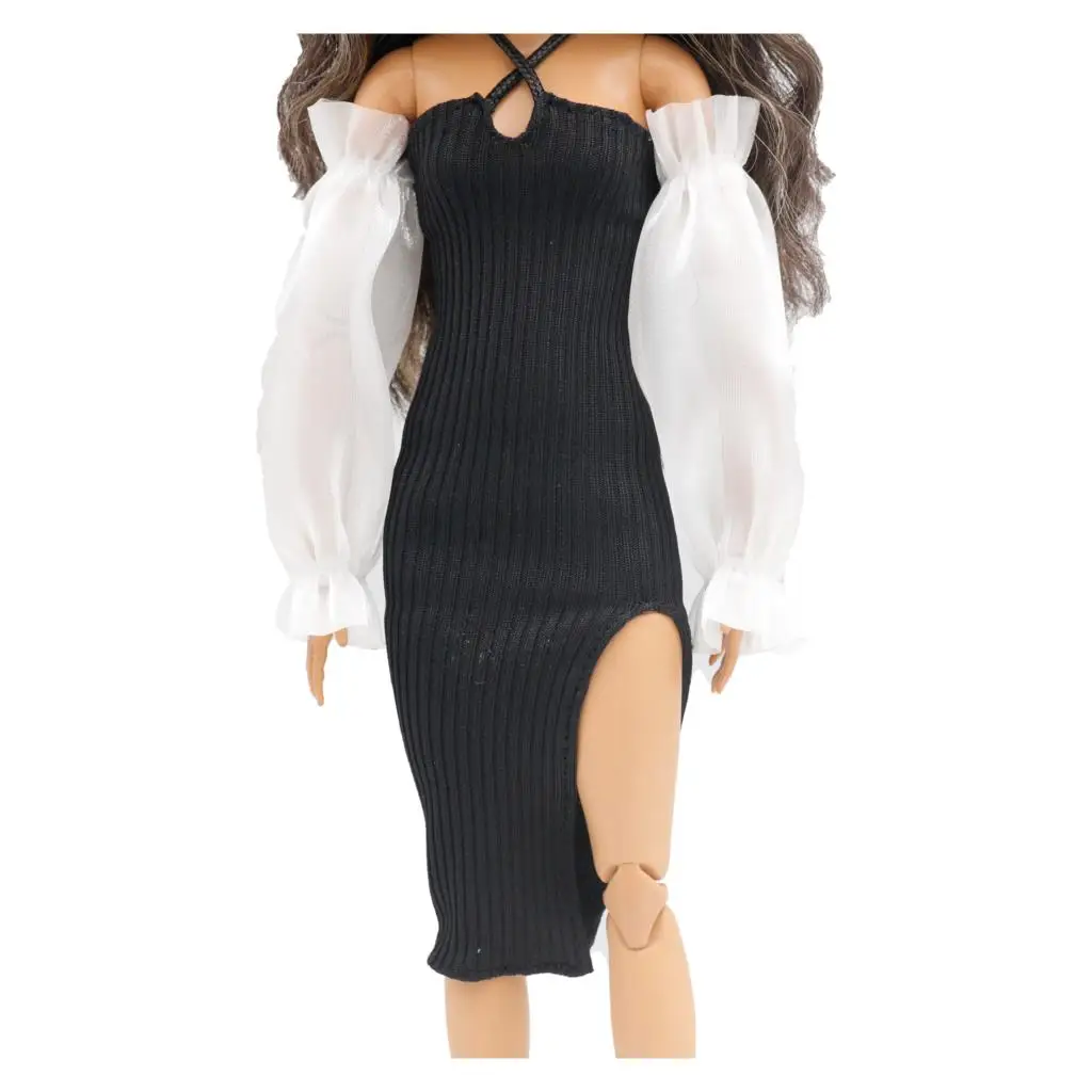 Нов стоп-моушън дрехи с криви ръкав 30 cm 1/6, рокля с цепка в ивица на подтяжках, аксесоари за ежедневието, облекло за кукли Барби Изображение 5
