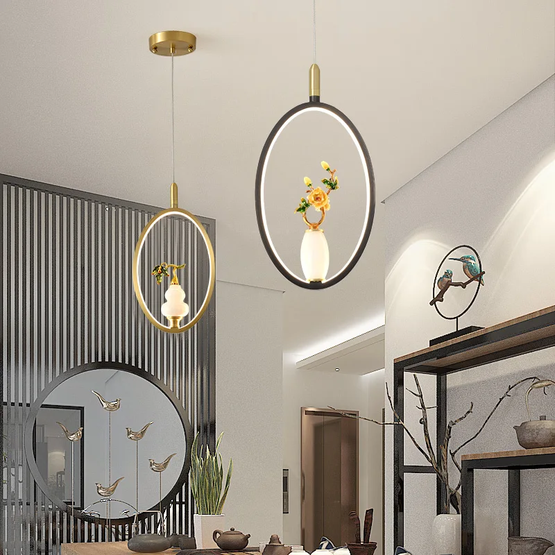 Съвременен Творчески Окачен лампа във формата на Нефритовой Тиква във формата на Вази за спални за домашен кабинет Изображение 1