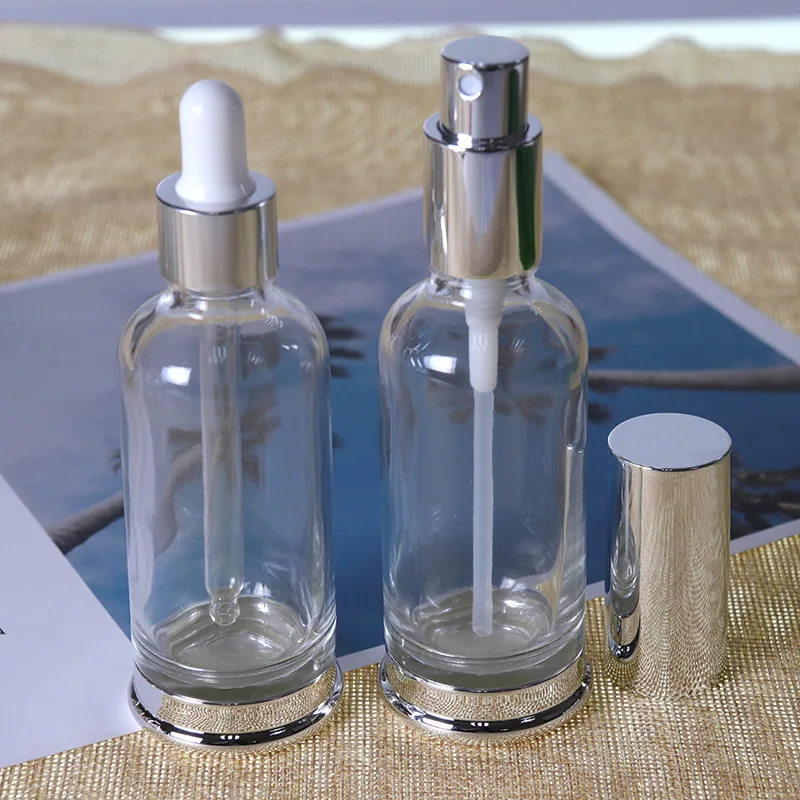 Празни флакони от етерични масла за многократна употреба Флакон-спрей за парфюми Контейнери за лосион за грижа за кожата Малката Висококачествена стъклена бутилка-помпа Изображение 3