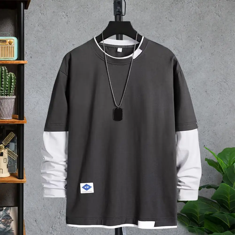 Модерна мъжка тениска, пуловер, запазва топлината, градинска дрехи, есенно-пролетния топ в тон Изображение 2