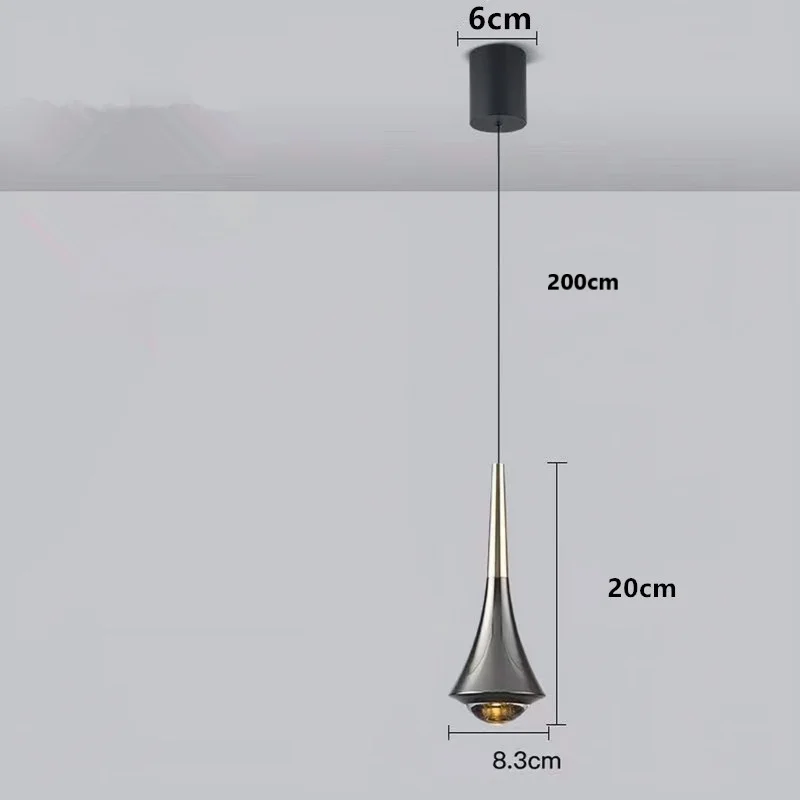 Скандинавски led окачен лампа Творчески Окачен лампа от алуминий COB Модерен прост лампа за спални, прикроватной нощни шкафчета, бар, хол, всекидневна Изображение 4