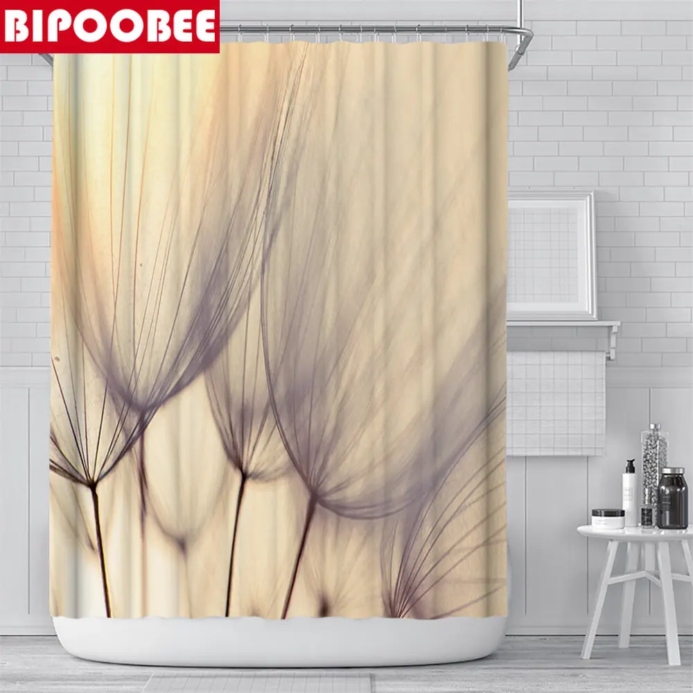 Водоустойчив тъканно завеса за душ, Аксесоари за декора на банята под формата на глухарче, Цветни завеси за баня, Капака на тоалетната чиния, Нескользящий килим, мокет Изображение 2