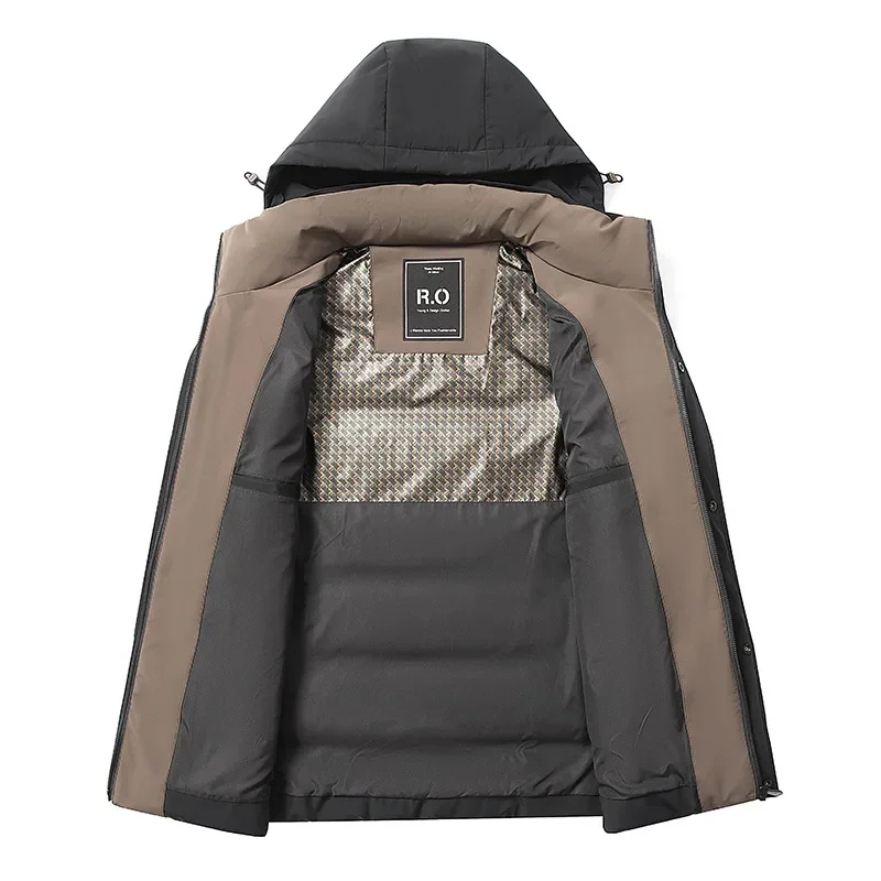 Зимна нова лесна и универсална naka яке с качулка, утепленная за защита от студ и топлина хора на средна възраст и младежи. Тренд Изображение 3