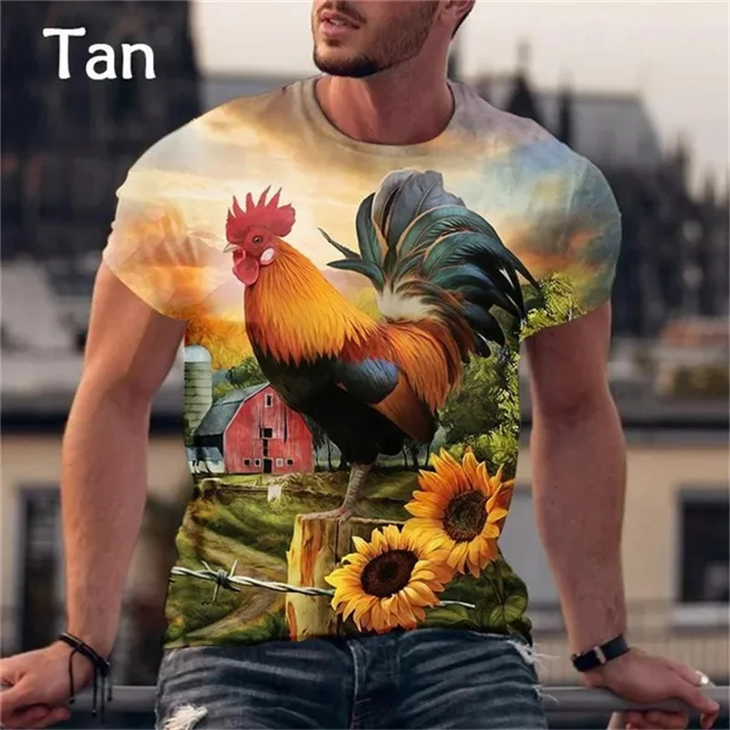 Тениска С изображение на Петел за Мъже, Тениски, Сладки Бебешки Блузи, тениски с 3D Принтом Пиле, Дамски Дрехи, Градинска Мода Harajuku Изображение 1