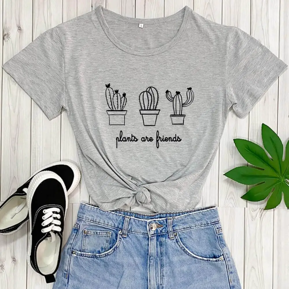 Тениска Plants Are Friends, ново записване, забавна тениска от 100% памук, риза Protect The Earth, Веганские ризи, Ризи Save The Planet, Изображение 4