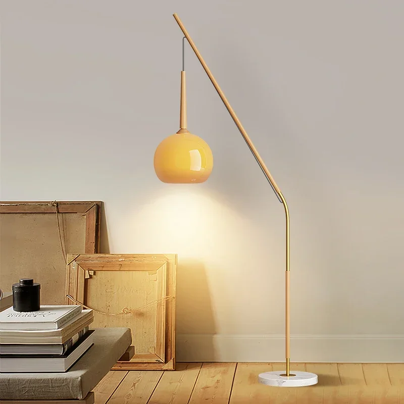 Подови полилей от райска ябълка, модерен минималистичен американски ретро лампа в хола, корпус лампи с трансферной печат от орехово дърво Изображение 3