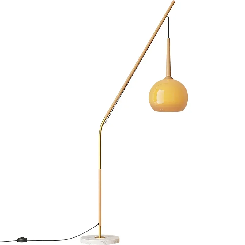 Подови полилей от райска ябълка, модерен минималистичен американски ретро лампа в хола, корпус лампи с трансферной печат от орехово дърво Изображение 4