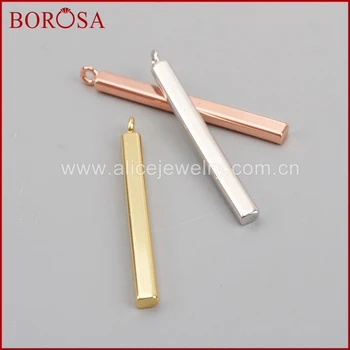 BOROSA правоъгълник метален чар златен цвят розово злато малък чар, за суспензии druzy огърлица за жени в подарък WX448