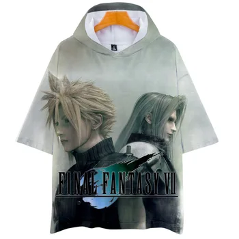Final Fantasy VII Мъжка тениска с качулка и 3D принтом в стил харадзюку, забавна тениска с къс ръкав, Final Fantasy 7, тениска за cosplay, дрехи от аниме