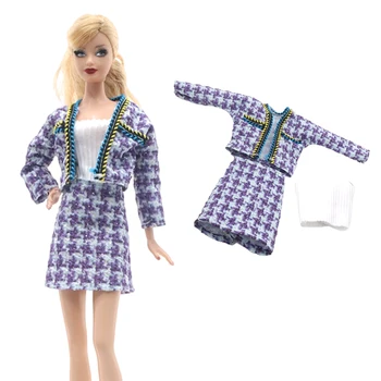 NK 1 комплект Noble Кукла Party Couple лилава рокля: Палта + Топ + пола за Барби кукли, аксесоари за дрехи приятелка Кен
