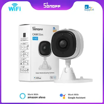 SONOFF CAM Slim WiFi Интелигентна Камера за Сигурност 1080P HD Аларма за Движение Двупосочна Връзка Със Звукова Сцена Чрез приложение eWeLink Алекса Google Home