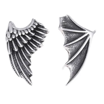 Асиметрични обеци в формата на крилата на ангела, обеци с мърляв темперамент