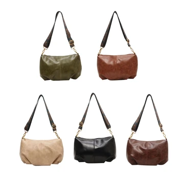 Дамски чанта през рамо с цип, чантата е от изкуствена кожа, чанта-скитник с много джобове и колан през рамо