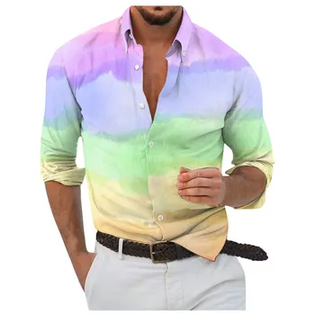 Дизайнерски весеннелетние мъжки Ежедневни ризи 3D печат Хавайска риза Блуза Модерни ежедневни ризи с дълъг ръкав camisas y blusas