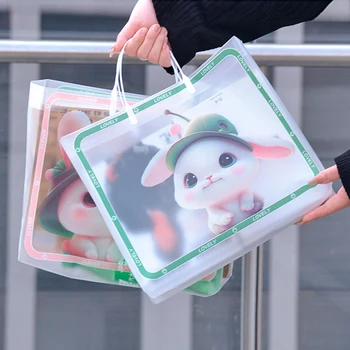 Ежедневна чанта за пазаруване с голям капацитет, чанти за пазаруване сладък заек, преносима чанта за съхранение от полипропилен, сгъваеми еко чанти за еднократна употреба