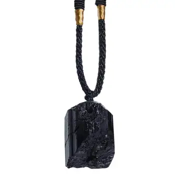 Елегантни колиета от черен обсидиан, натурална окачване с обсидианом, Преносими кристали, Висулка със скъпоценния камък за коледни партита За жени