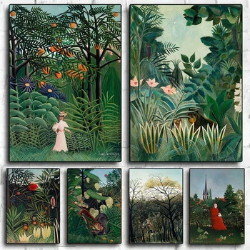 Известният пейзаж Анри Русо, живопис върху платно, модерни горски плакати и щампи, стенно изкуство, живопис за домашен интериор дневна