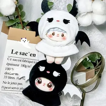 Качулки за кукли ръчно изработени черно-бели качулки за кукли в карикатура стил, прикрит с шапка, модно палто мультяшное