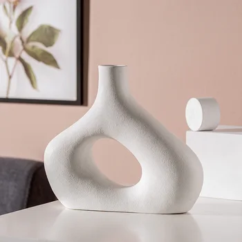Керамична ваза, е черно-бяла керамична ваза, минималистичная договореност, декорации за дома, цветя, вази