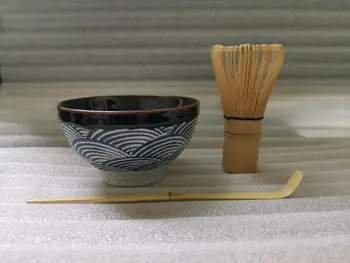 керамични комплекти за приготвяне на мача, бъркалка за мач от естествен бамбук, керамична купа за мача, държач за corolla, японски чай комплекти