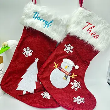 Коледни чорапи с регистрирани гирлянди, Чанта за детски, празнични подаръци, Нестандартно име, Новост