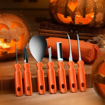 Комплект за изрязване на тикви за Хелоуин, Инструменти, Нож за деца и възрастни, Професионален комплект за рязане на тиква ръчна изработка, изделия от неръждаема стомана
