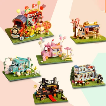 Куклена къща със собствените си ръце, цирк цвете, мини-автомагазин, набор за приготвяне на Канто, събрана миникартинка с мебели, играчки за куклен дом за деца и момичета