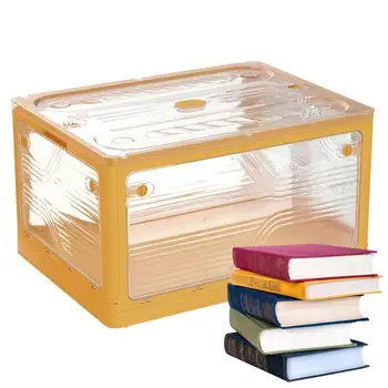 Кутии за съхранение с капак Сгъваема Кутия за съхранение с врати и отвори в горната част на капака Органайзер за дрехи, Играчки, кърпи и DVD дискове