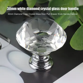 Лесен 30-мм врата кутия от сплав на диамантения кристал и стъкло, Ръчно дръжка за бар-шкафове, шкаф за дрехи, дръжка, дръжки