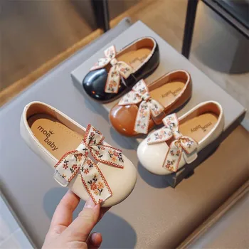 Мери Джейн/ Детски кожени обувки; Обувки на Принцеса за момиченца; Модерни Танцови обувки От Лачена Кожа С Голям лък Подметка; Обикновена обувки от 3 до 12 години