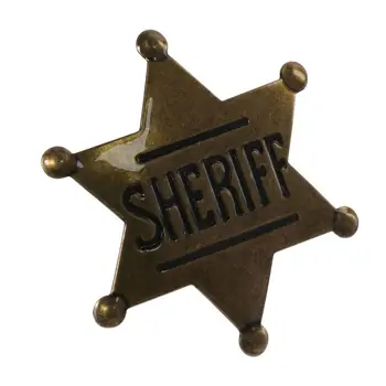Метална емблема под формата на шестиугольной звезди, нагрудная медал, емблемата на почетна шапки, медал, плюшени значка на шериф (тъмната бронз)